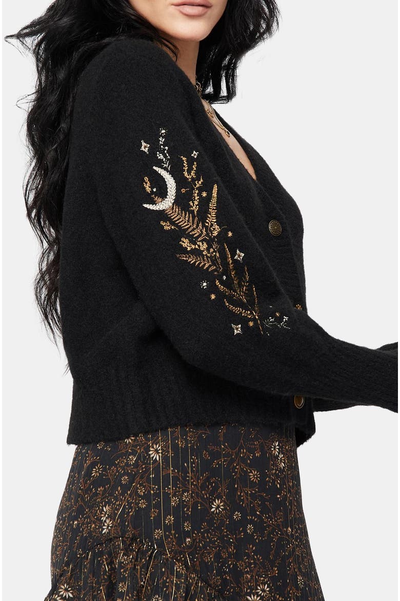 Abellona Balloon Sleeve Knit Cardigan, Alternate, color, Black