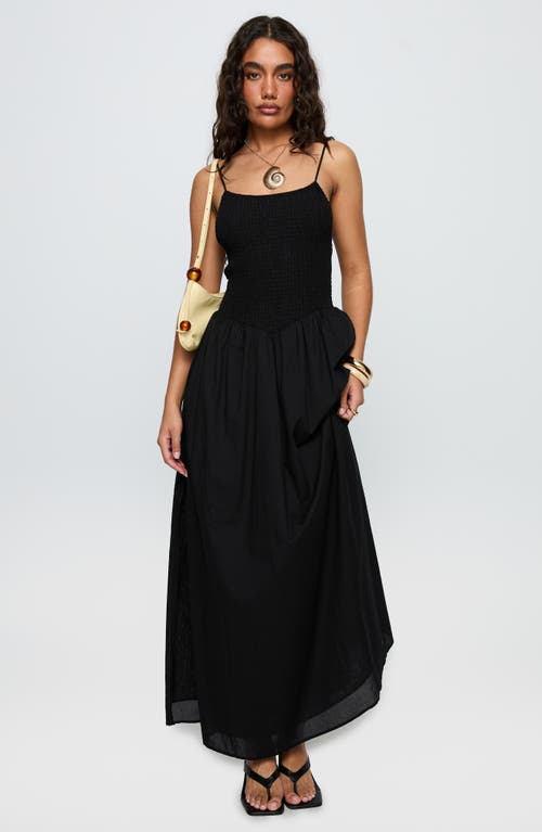 Princess Polly Carys Smock Bodice Cotton Maxi Dress In Black