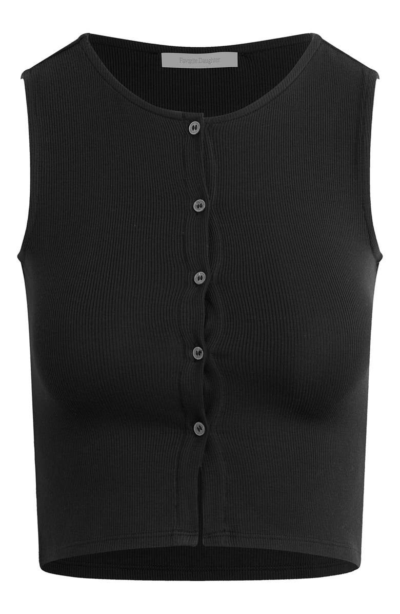 Favorite Daughter The Dalia Rib Button Front Crop Top, Alternate, color, Black