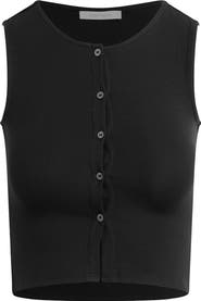 Favorite Daughter The Dalia Rib Button Front Crop Top