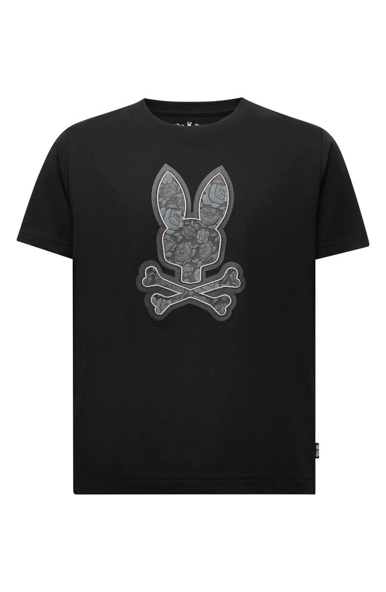 Psycho Bunny Kids' Rowen Embroidered Pima Cotton Graphic T-Shirt, Main, color, Black
