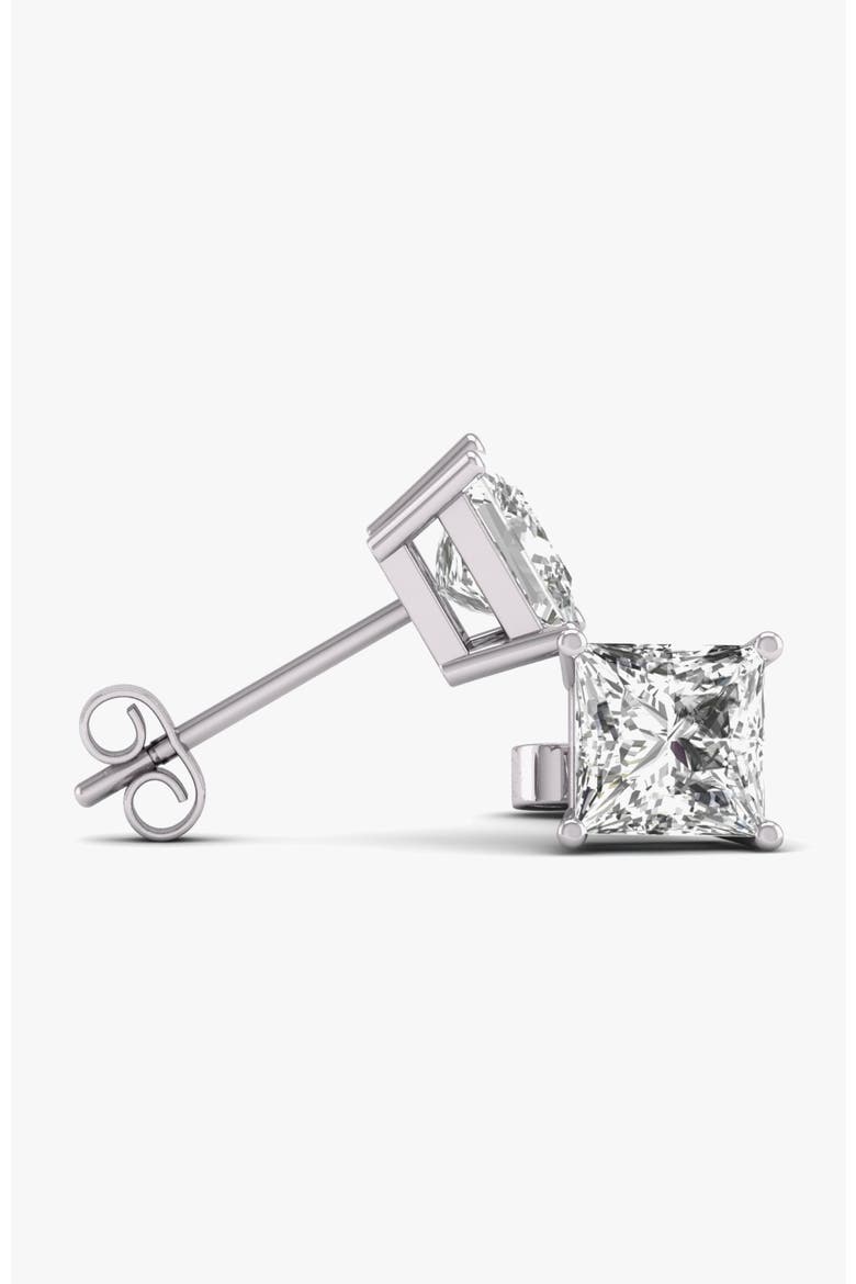 Studs 14K Gold 0.5 Carat The Princess Solitaire, Alternate, color, White Gold