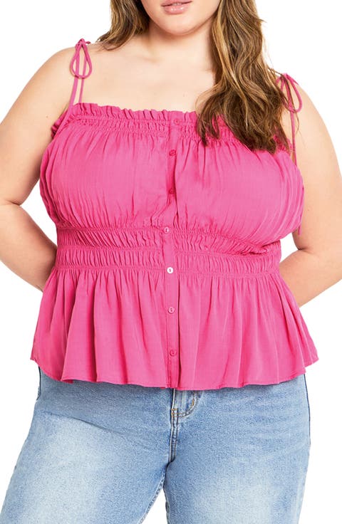 Lyla Tie Strap Peplum Tank (Plus)