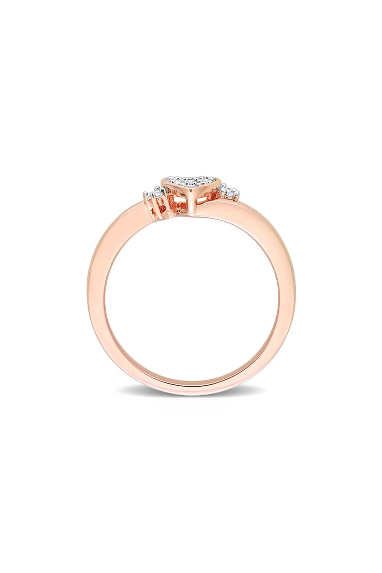 Sterling Silver Pavé Diamond Heart Ring - 0.10ct., Alternate, color, ROSE GOLD