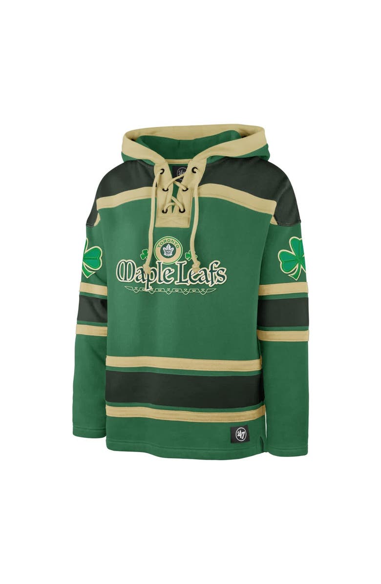 '47 Men's '47 Kelly Green Toronto Maple Leafs St. Patrick's Day McLucky Superior Lacer Pullover Hoodie, Alternate, color, Kelly Green