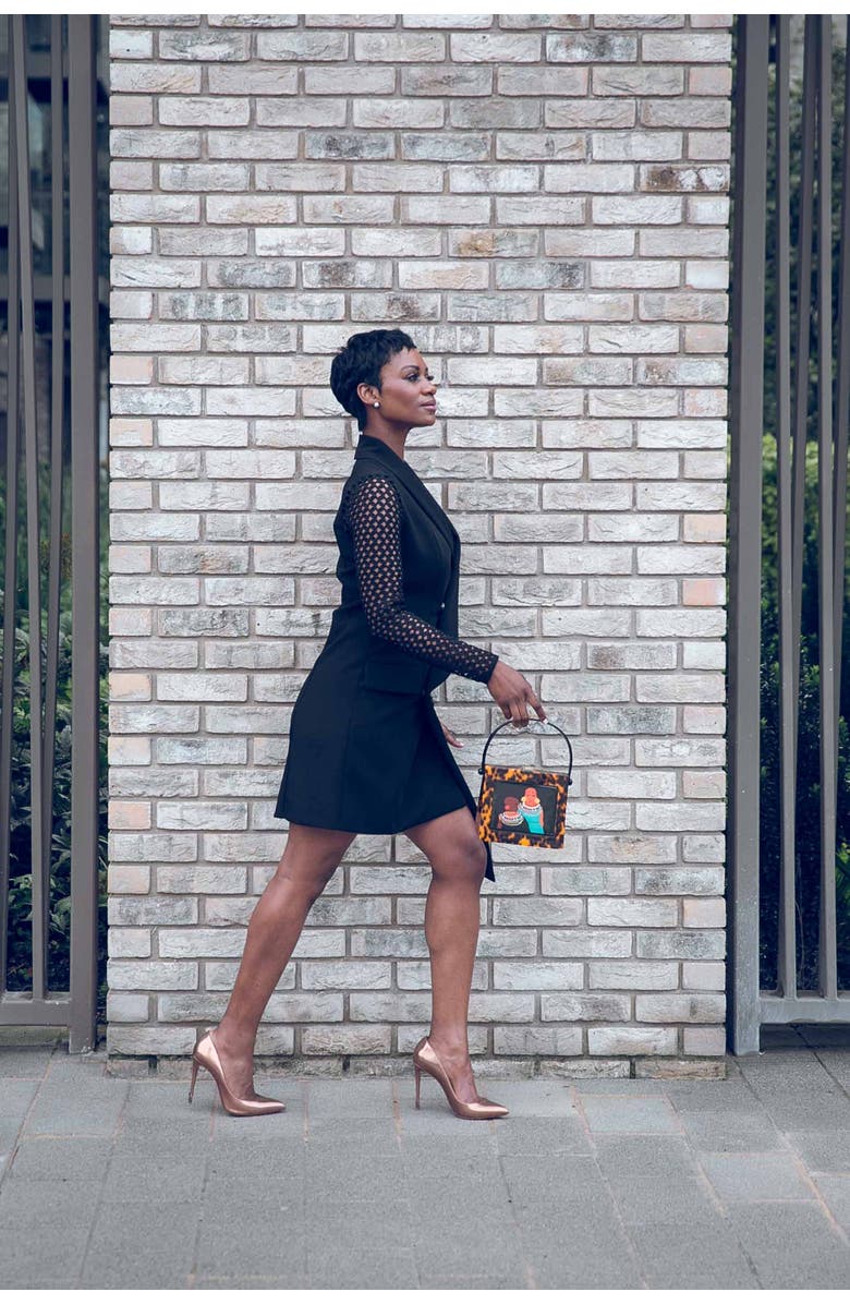 LarAllan Naserian Acrylic Top Handle Bag, Alternate, color, Black Backdrop