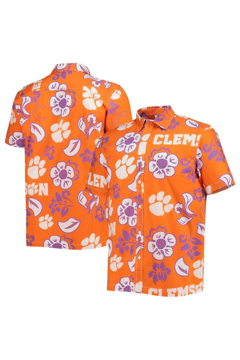 Men's Wes & Willy Orange Clemson Tigers Floral Button-Up Shirt, Main, color, Orange