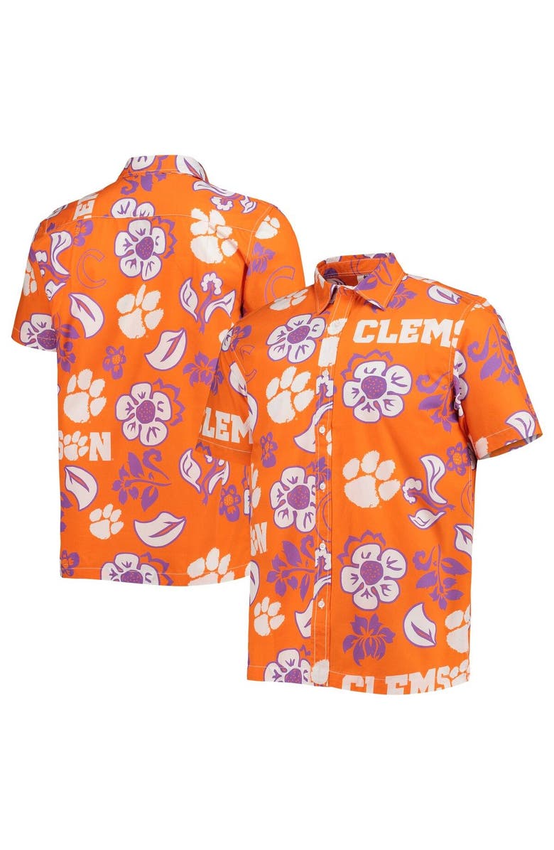 Wes & Willy Men's Wes & Willy Orange Clemson Tigers Floral Button-Up Shirt, Main, color, Orange