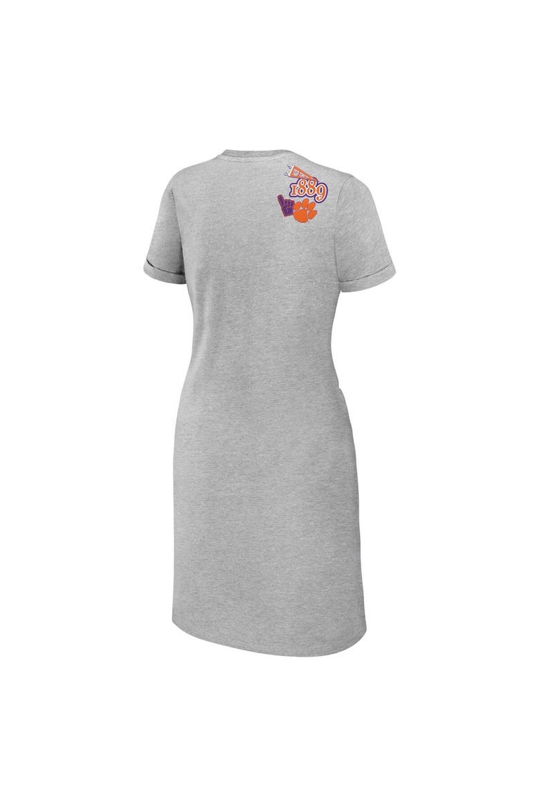 Women's WEAR by Erin Andrews Heather Gray Clemson Tigers Knotted T-Shirt Dress, Alternate, color, Heather Gray