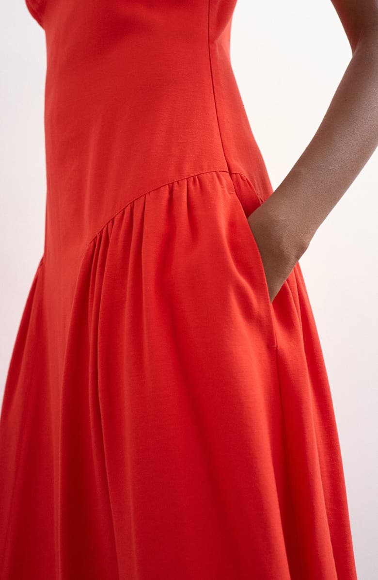 Topshop Gathered Fit & Flare Maxi Dress, Alternate, color, Red