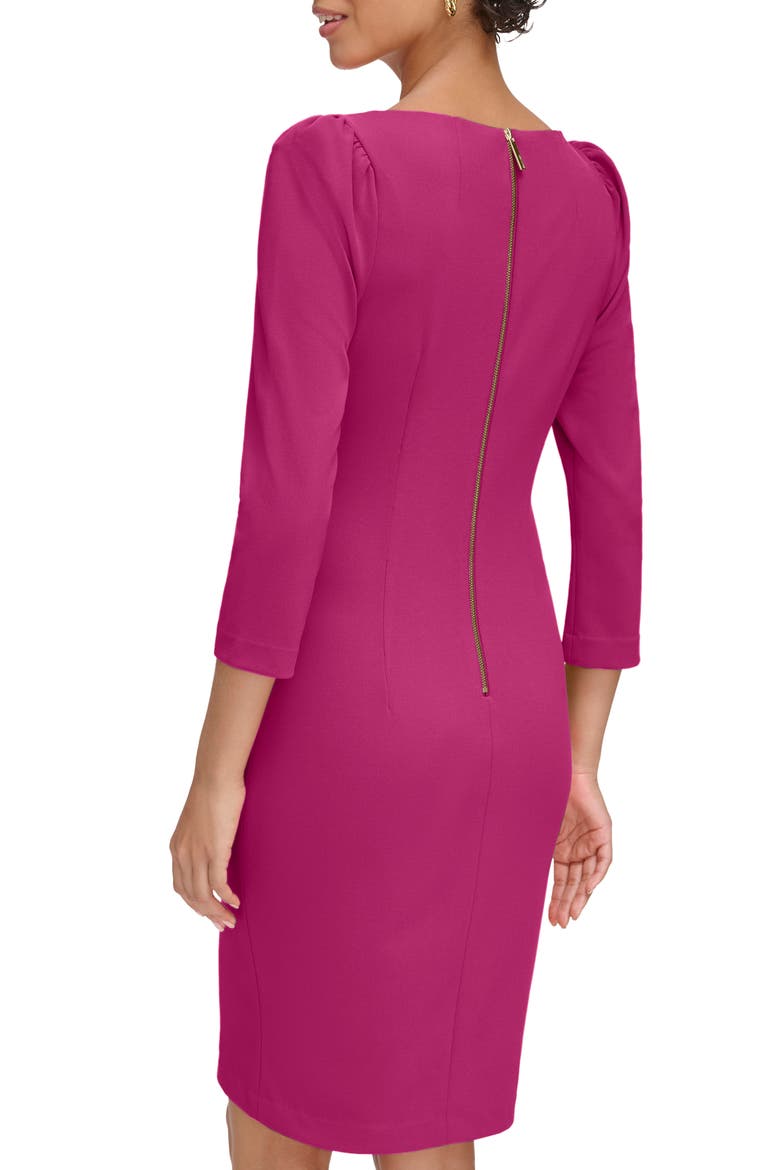 Three-Quarter Sleeve Scuba Crepe Sheath Dress, Alternate, color, BOYSENBERR