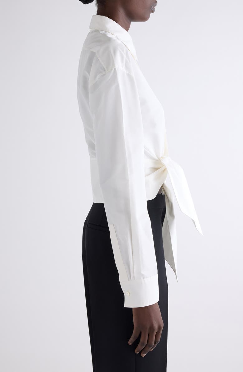 Givenchy Bow Taffeta Button-Up Shirt, Alternate, color, 