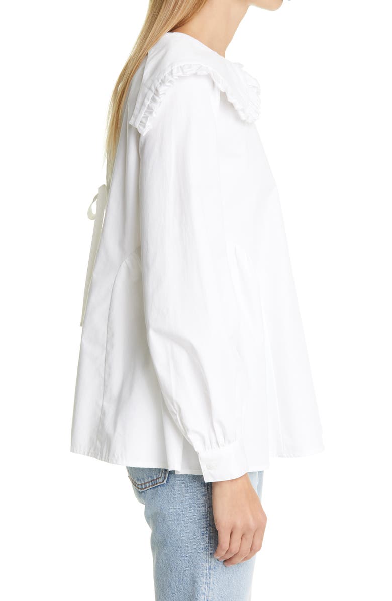 Sandy Liang Laurie Tie Back Poplin Blouse, Alternate, color, 