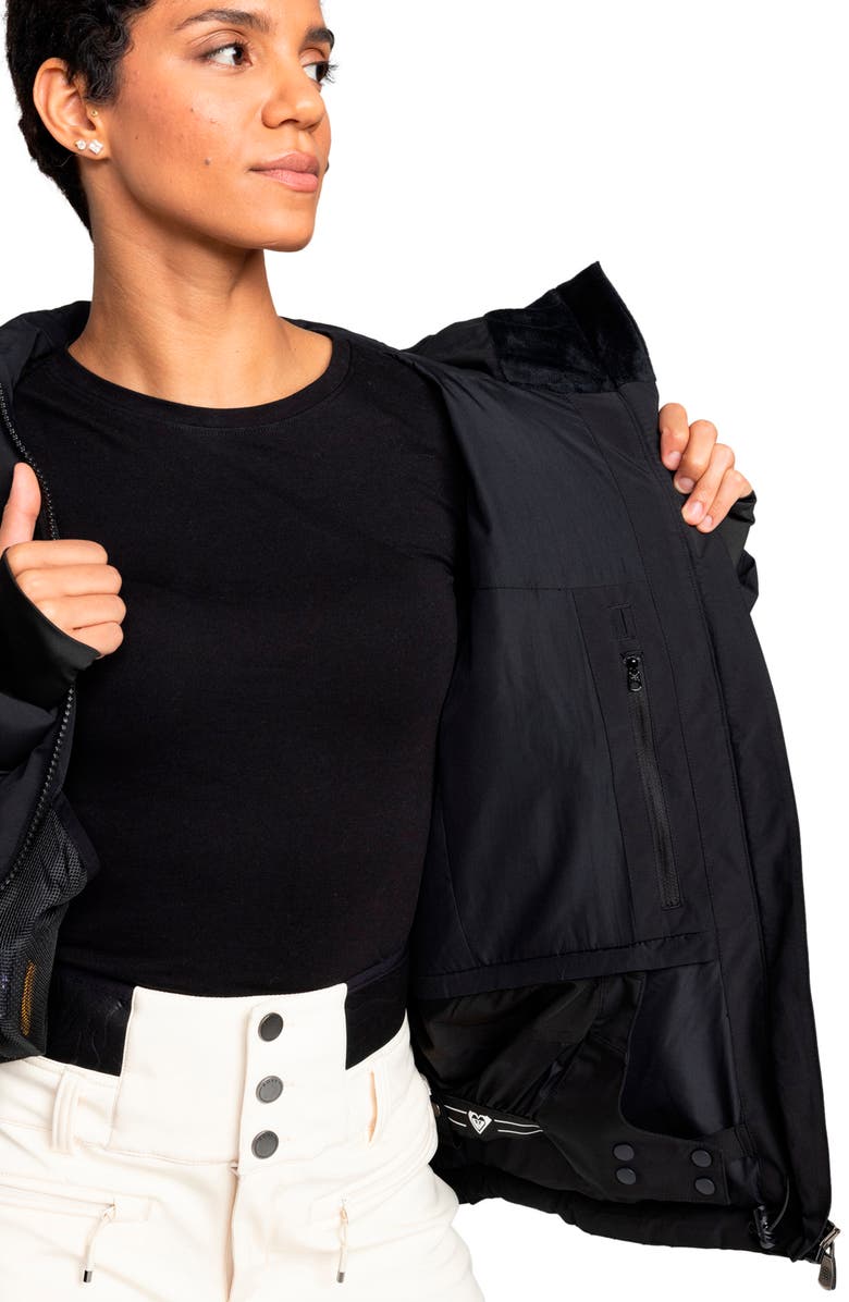 Roxy Alofted Water Resistant Hooded Puffer Jacket, Alternate, color, Anthracite