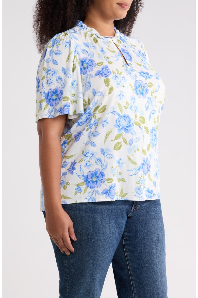 Milla Floral Print Woven Shirt, Alternate, color, WHITE-BLUE-GREEN