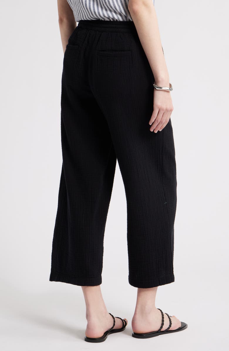 Caslon<sup>®</sup> Wide Leg Crop Cotton Gauze Pants, Alternate, color, Black