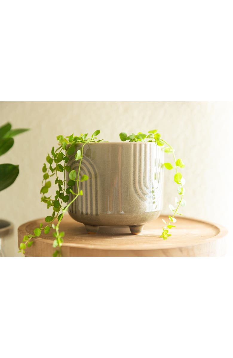 FLORA BUNDA Rainbow Gray Ceramic Planters Set, Alternate, color, Olive Green