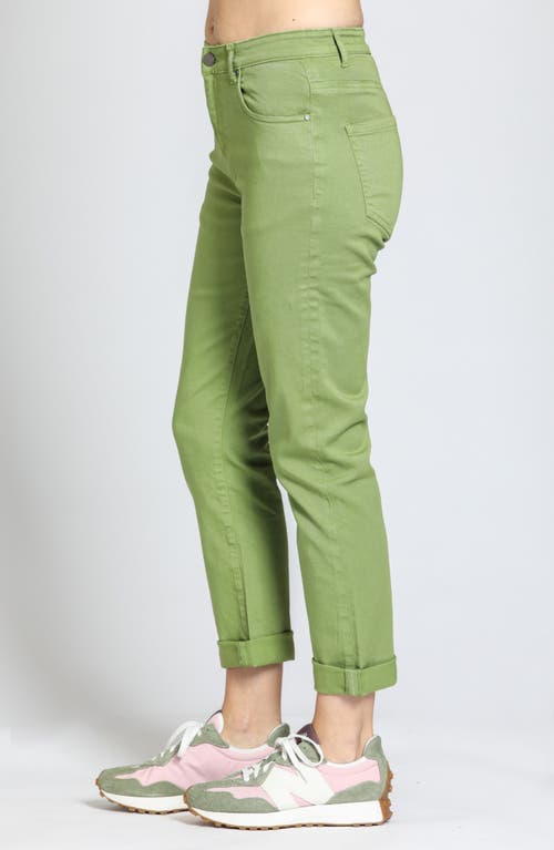 Apny Mid Rise Girlfriend Jeans In Turtle Green