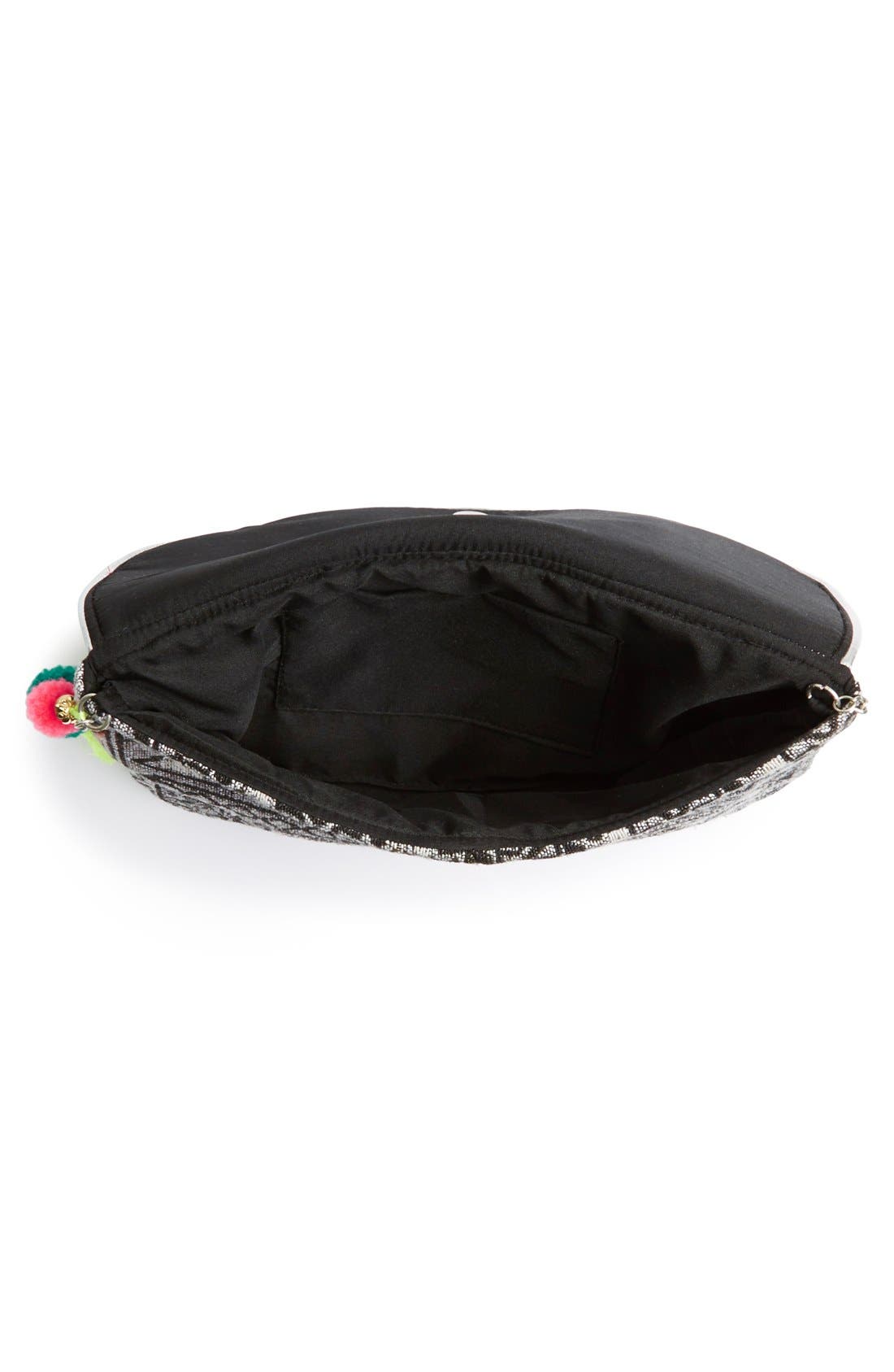 Metallic Embroidered Clutch with Tassel, Alternate, color, MULTI