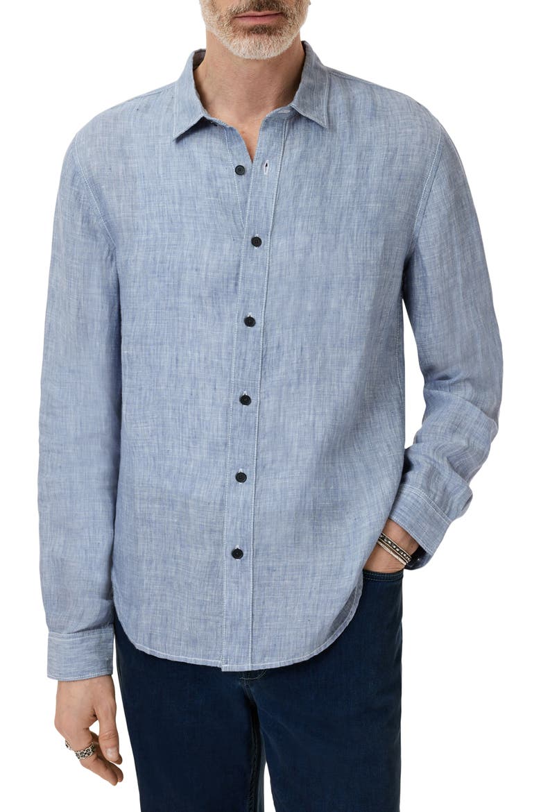 Ben Linen Button-Up Shirt, Main, color, FOUNTAIN HEATHER