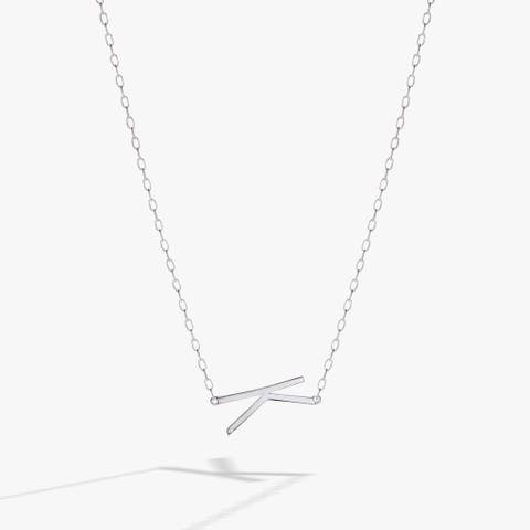 Silver Elongated Initial Pendant Necklace