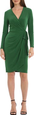Maggy London Matte Jersey Long Sleeve Wrap Dress