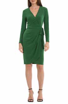 Maggy London Matte Jersey Long Sleeve Wrap Dress