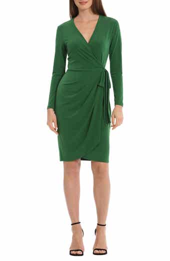 Maggy London Matte Jersey Long Sleeve Wrap Dress