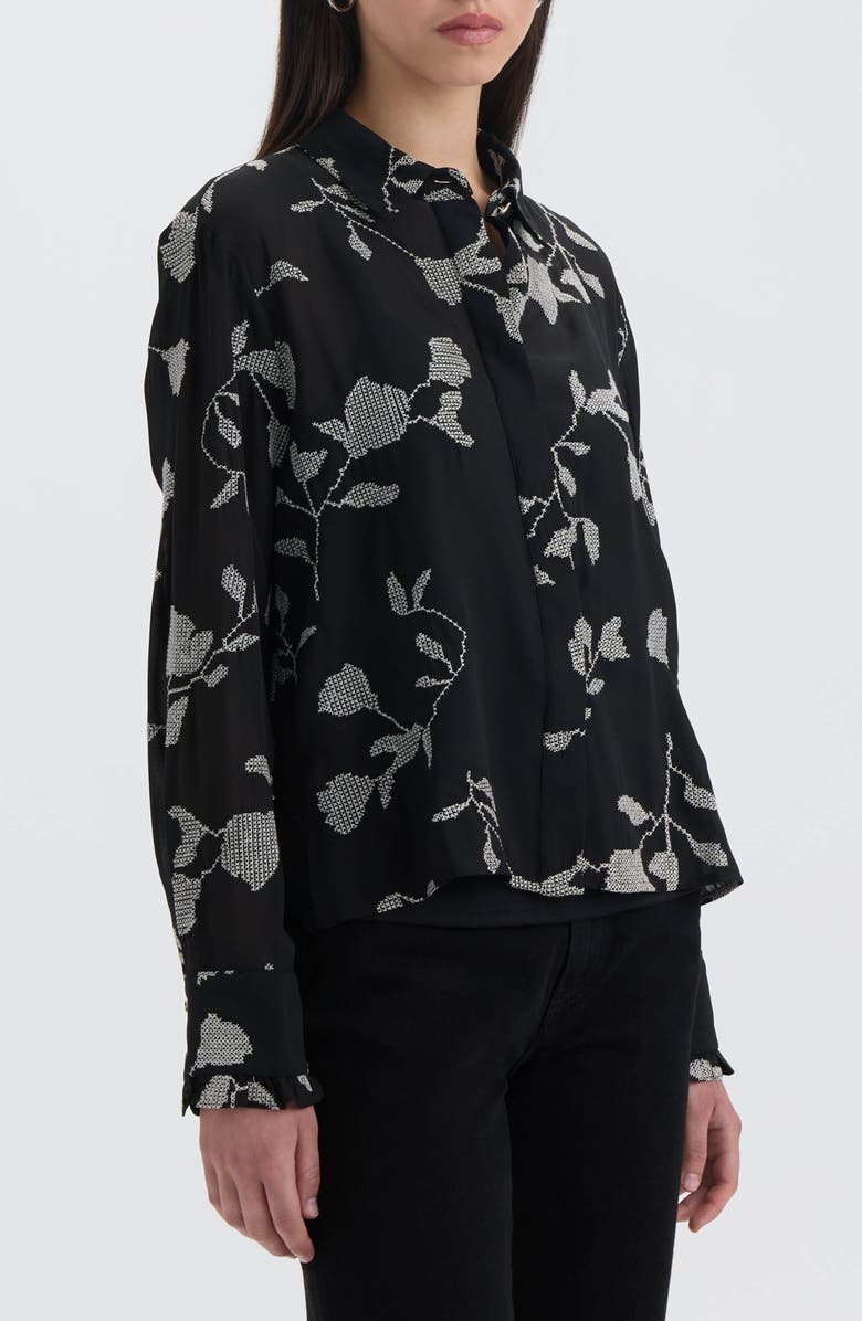NVLT Embroidered Button-Up Shirt, Alternate, color, Black/ Cream