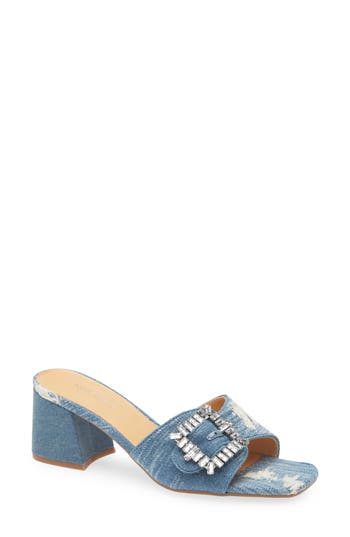 Shop Nine West Geanila Slide Sandal In Light Blue
