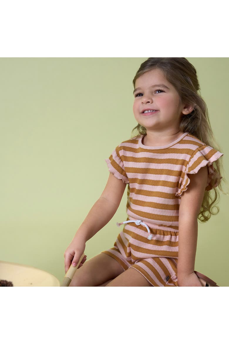 Flutter Sleeve Romper, Alternate, color, Rose Stripe