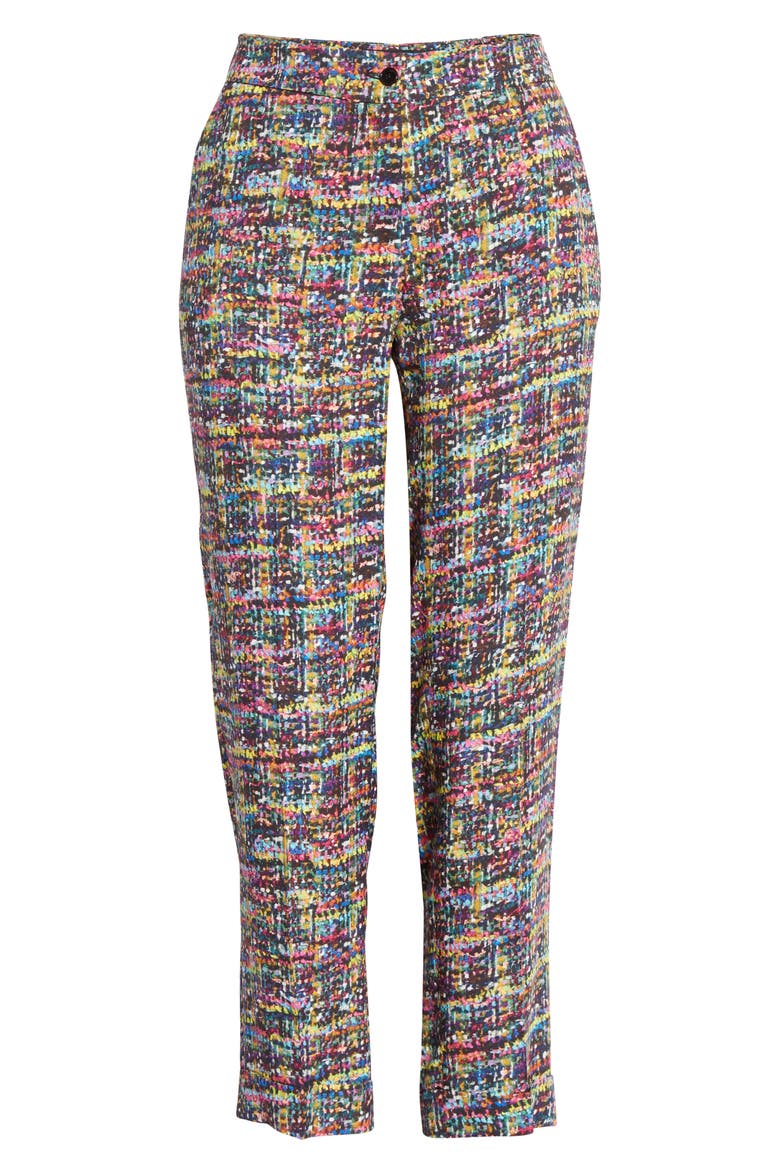 Tweed Print Cady Cuff Crop Pants, Alternate, color, PURPLE