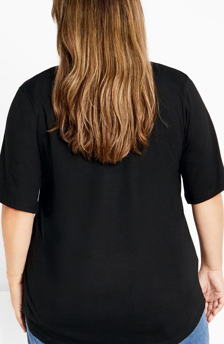 City Chic Brinley Cotton Graphic T-Shirt, Alternate, color, Black Print