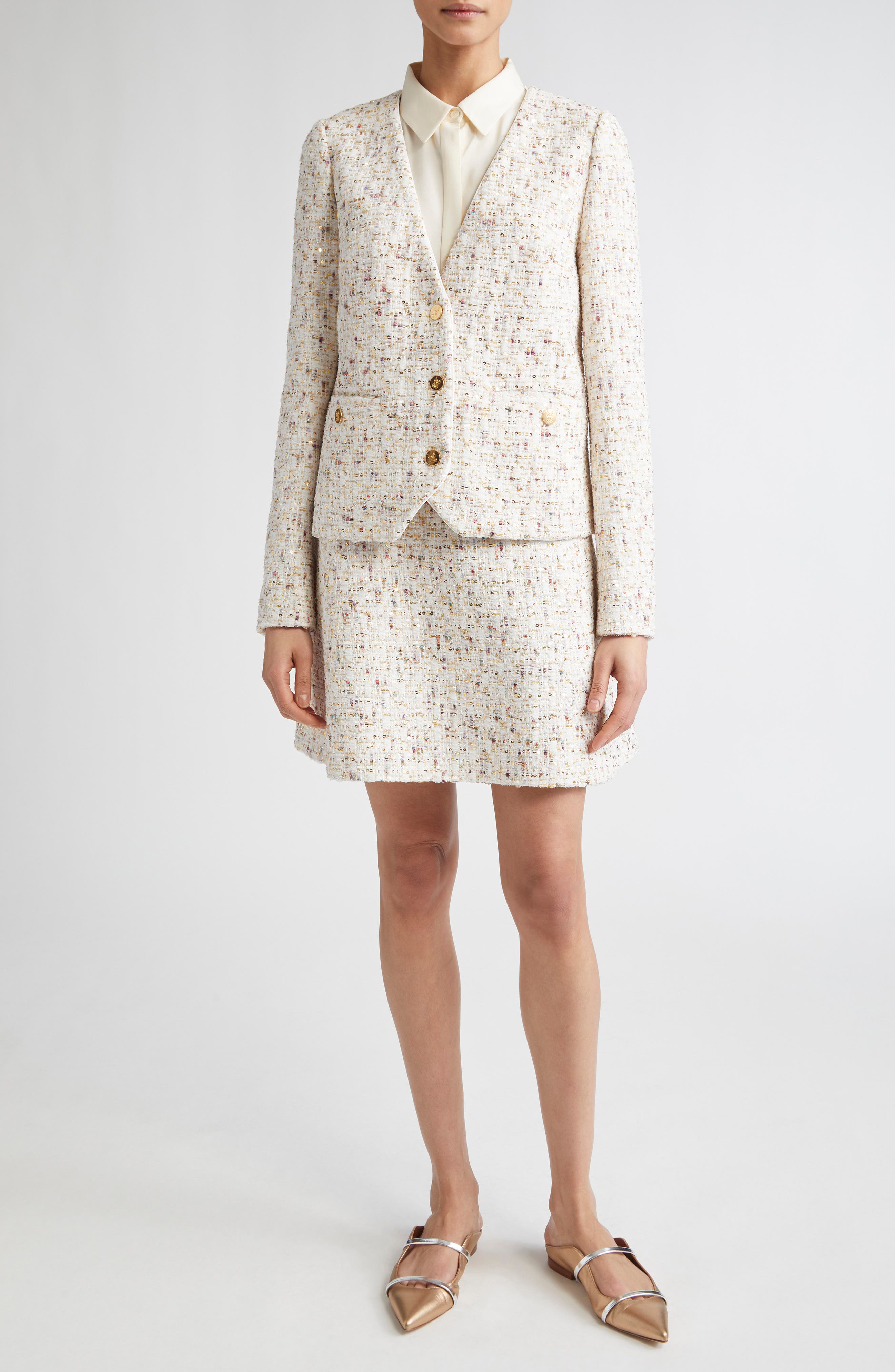 Sequin Boucle A-Line Skirt - image 2