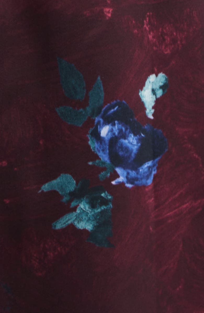 Erdem Abstract Rose Print Sleeveless Crepe Cocktail Dress, Alternate, color, Abstract Rose Mulberry Red