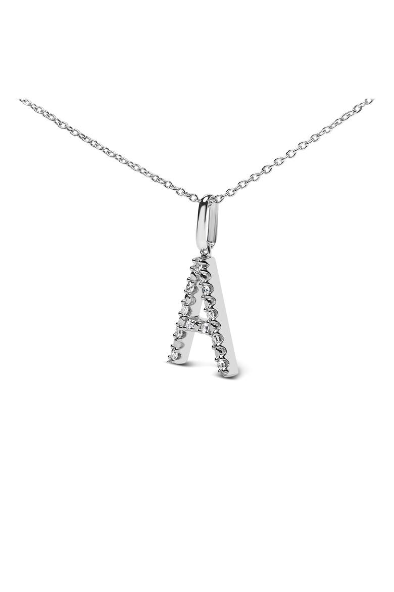 Sterling Silver Diamond Accent "A-Z" Initial Pendant Necklace, Alternate, color, Sterling Silver |A