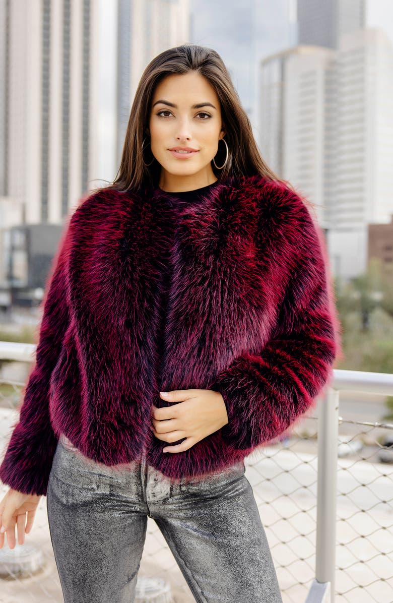 DONNA SALYERS FABULOUS FURS Happy Hour Faux Fur Jacket, Alternate, color, Merlot