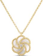 Roberto Coin 18K Gold Diamond & Mother-of-Pearl Rose Pendant Necklace (Nordstrom Exclusive)