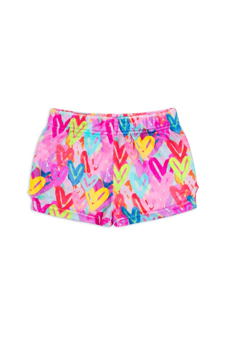 Preppy Goose Plush Graffiti Hearts loungewear Shorts, Alternate, color, Multicolor
