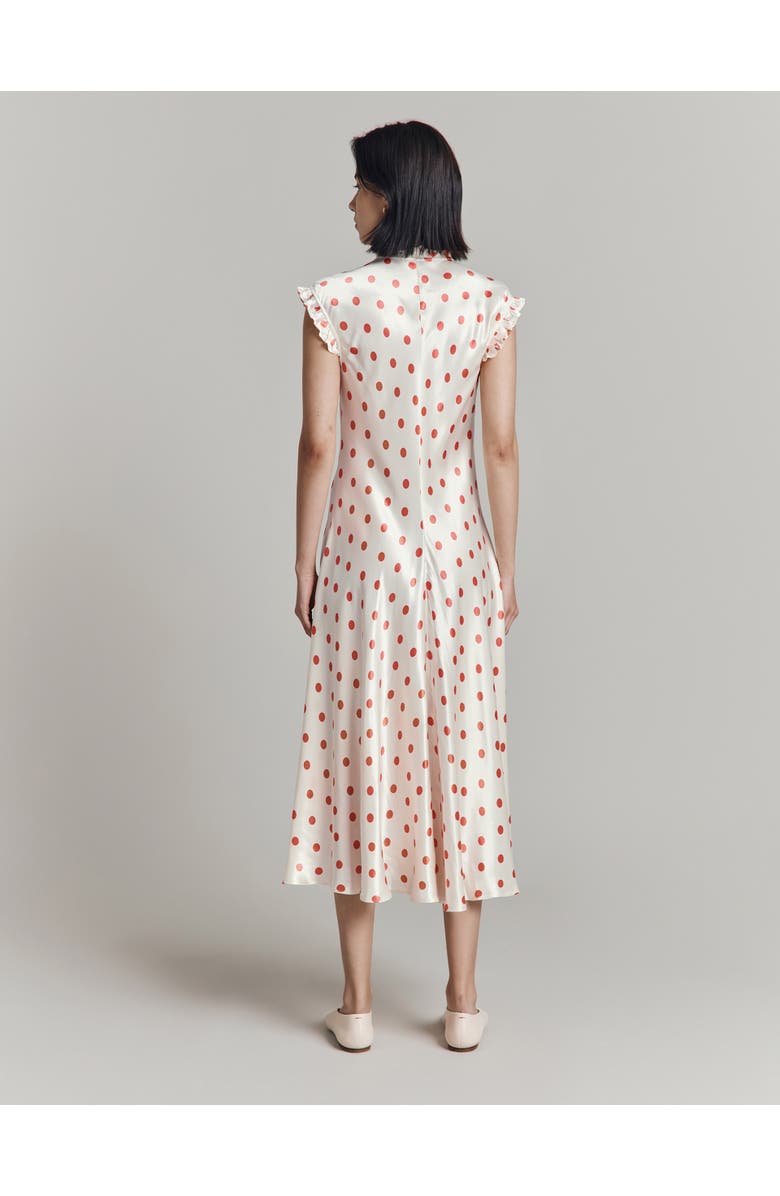Ghost London Cicely Polka Dot Satin Midi Dress, Alternate, color, Ivory Polka Dot