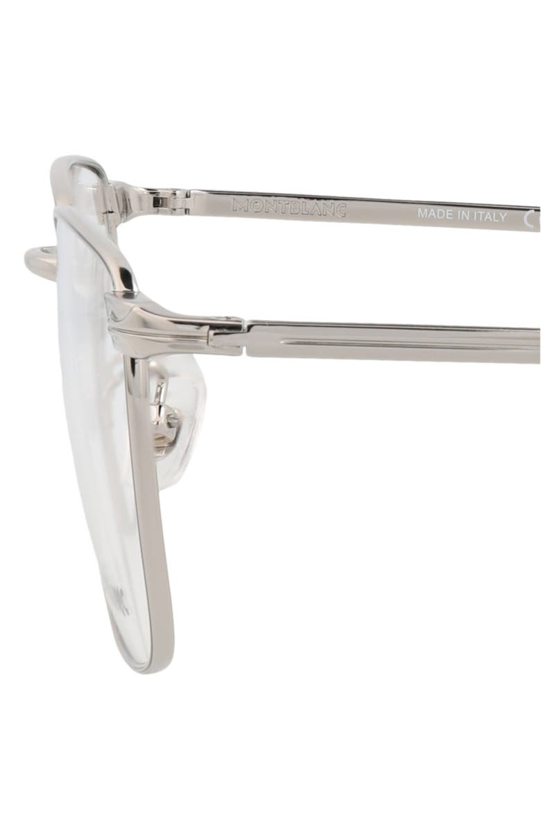 Montblanc 54mm Square Optical Glasses, Alternate, color, Silver Silver Transparent