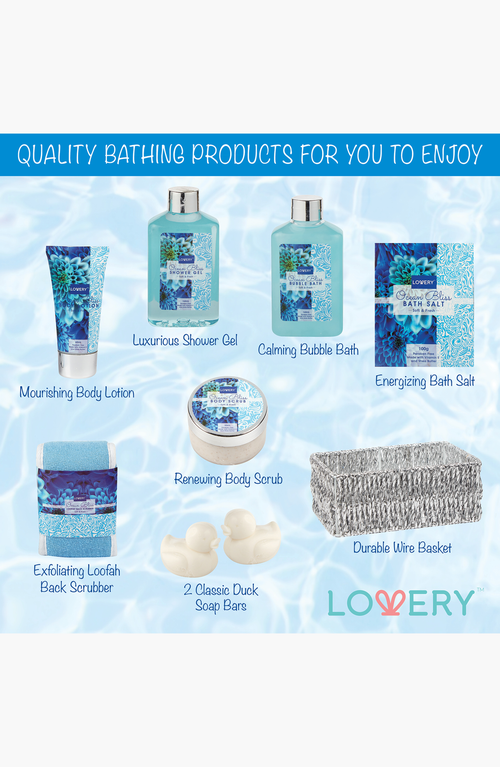 Lovery 9-piece Home Spa Gift Basket Set In Ocean Bliss