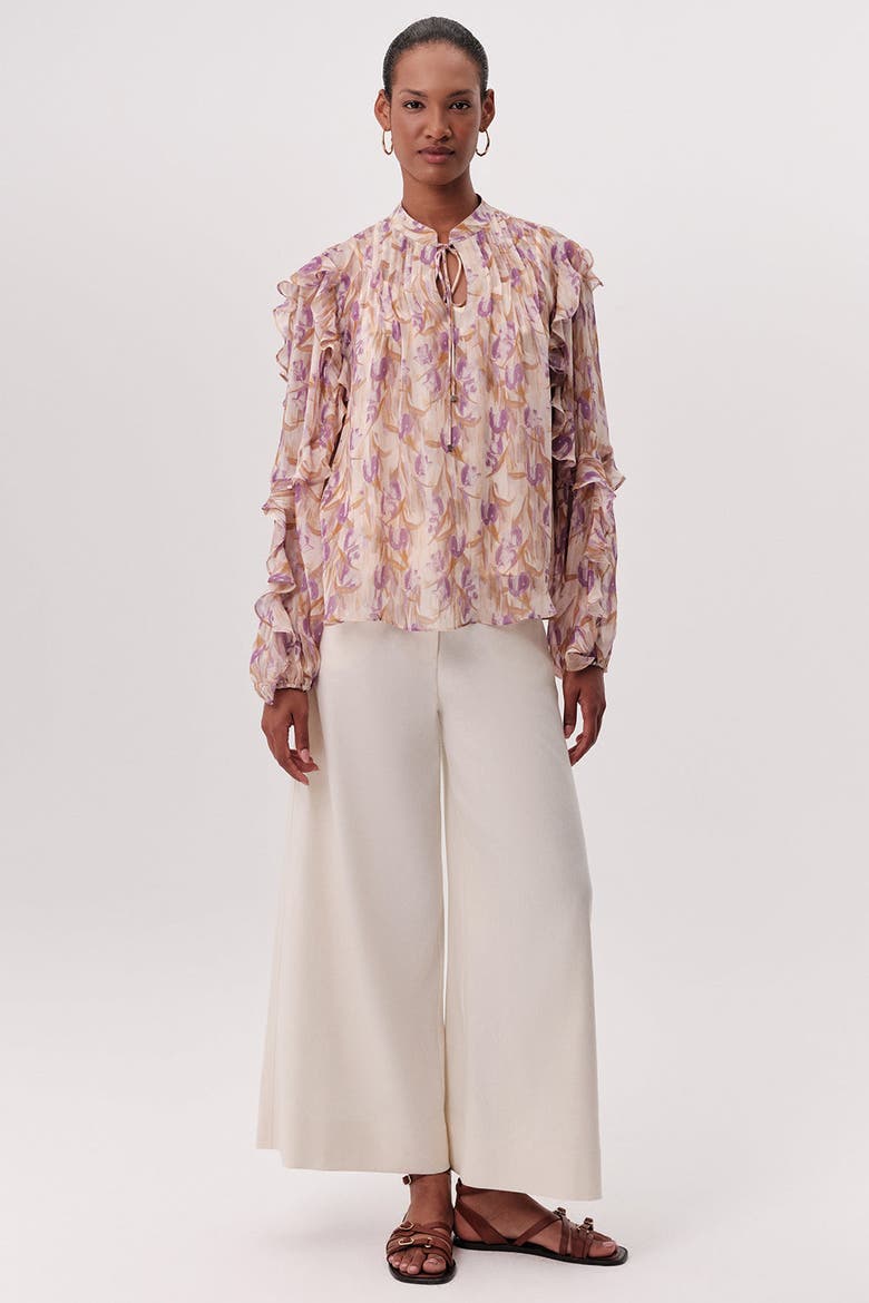 Kasandra Tie Neck Long Sleeve Blouse, Alternate, color, Multi Color