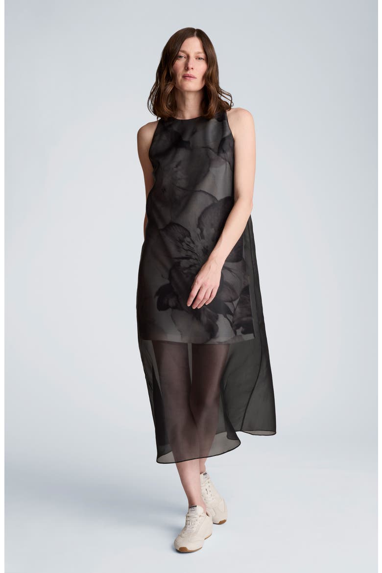 Sheer Overlay Dress, Alternate, color, BLACK