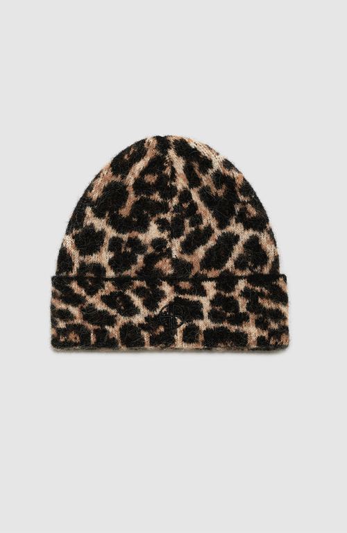 Anine Bing Elia Alpaca-wool Beanie Brown Leopard Pattern In Brown