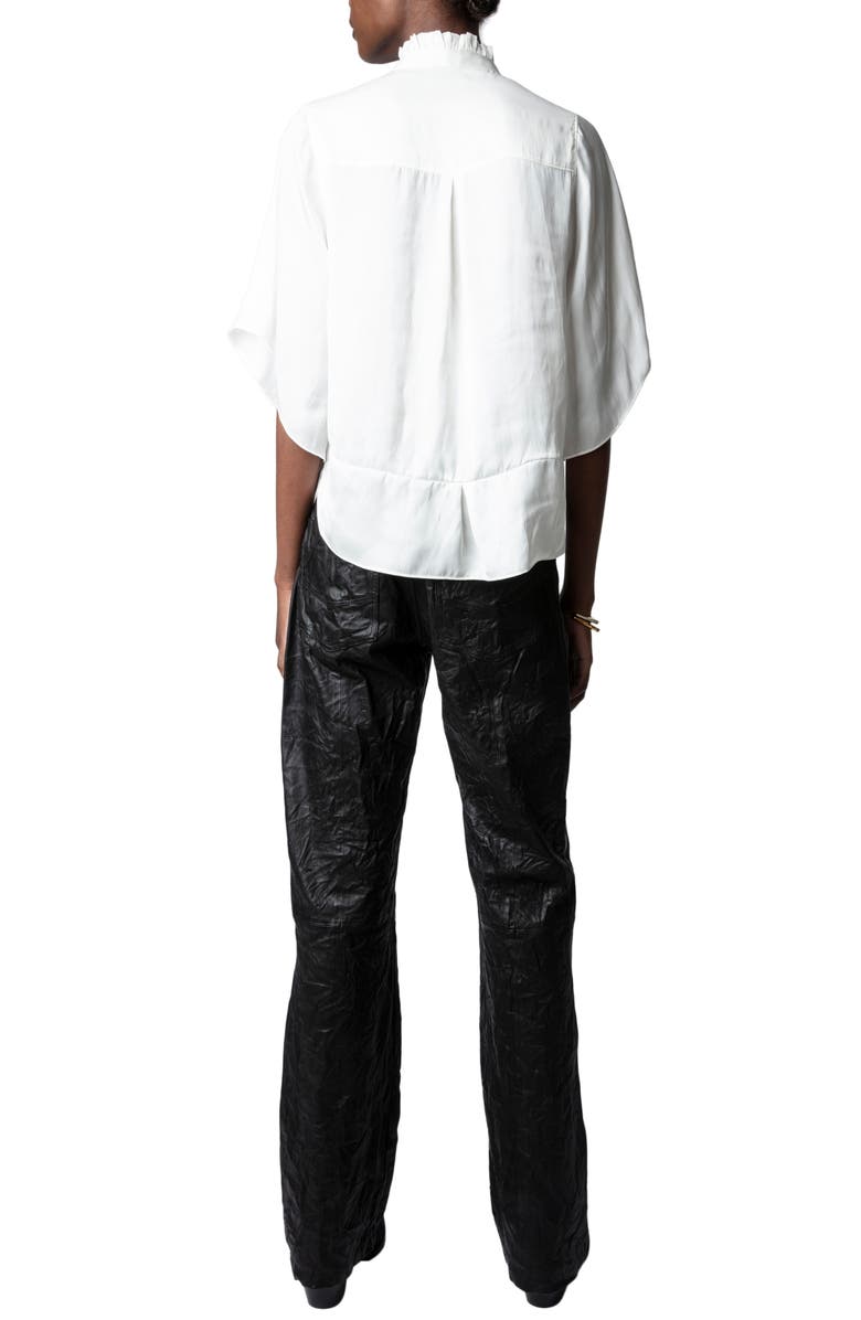 Zadig & Voltaire Taro Ruffle Satin Blouse, Alternate, color, Judo