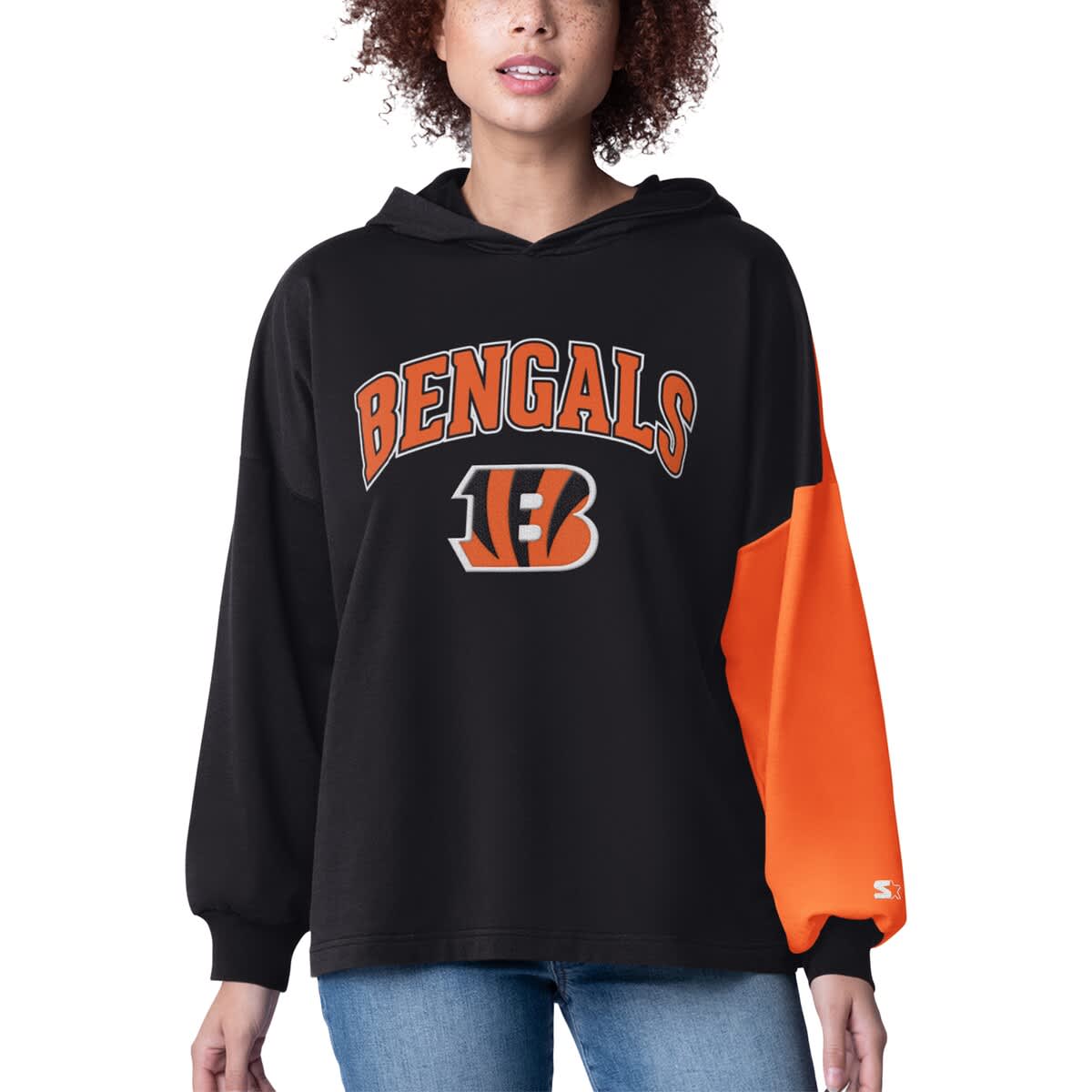 Starter Black Cincinnati Bengals Power Move Long Sleeve Pullover Hoodie
