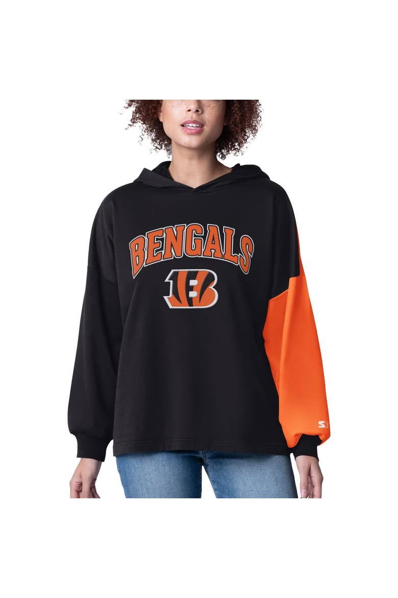 Women's Starter Black Cincinnati Bengals Power Move Long Sleeve Pullover Hoodie, Main, color, Black
