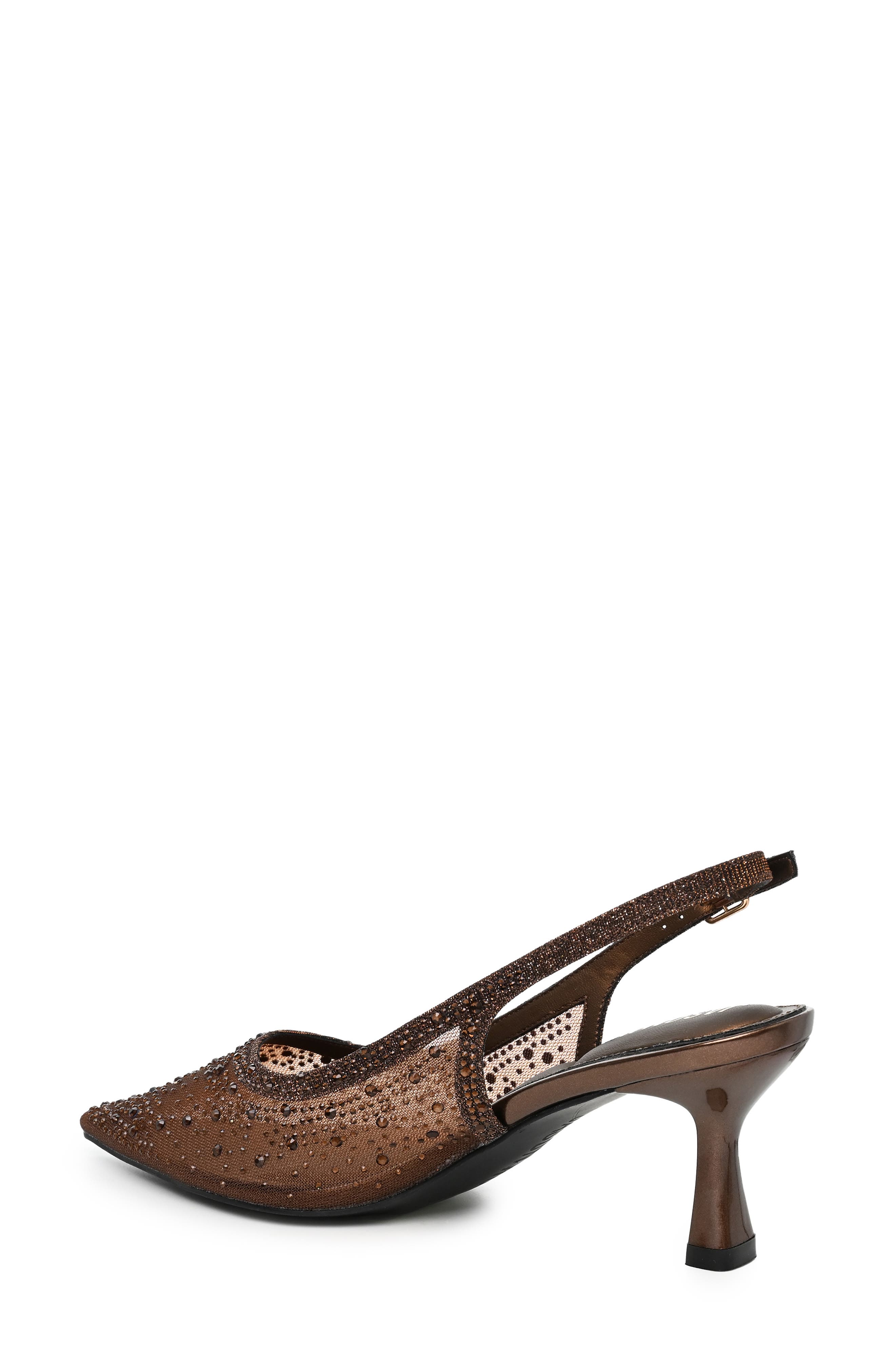 Pointed Toe Slingback Pump, Alternate, color, BROWN BLING MESH