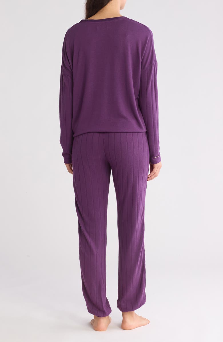 Ted Baker London Rib Knit Jogger Pajamas, Alternate, color, Plum